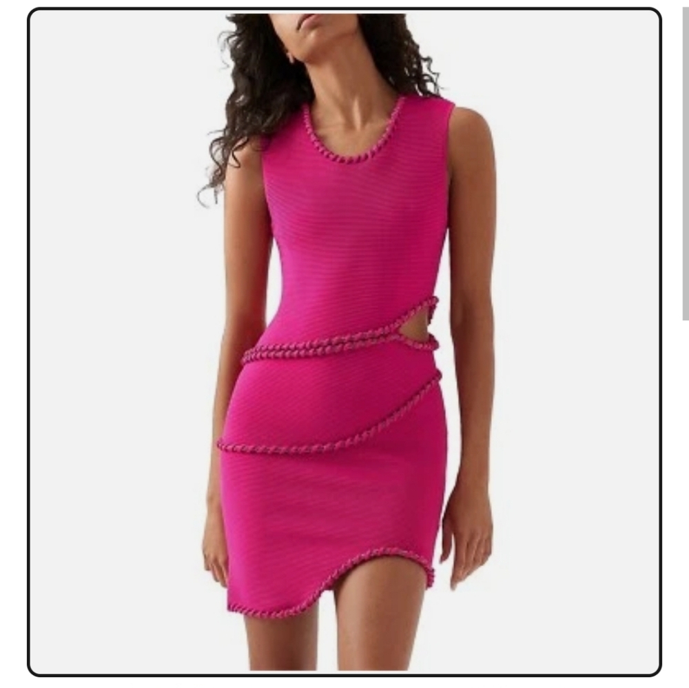 Aje Undulatung out Bodycon Pink Dress Size Xl
